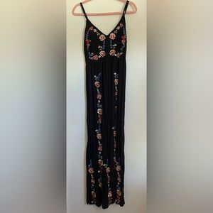 Black Floral Embroidered Maxi Dress